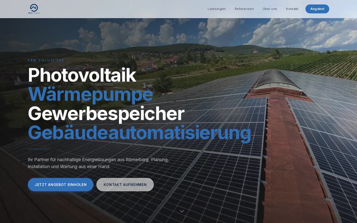Startseite von EBM Solutions